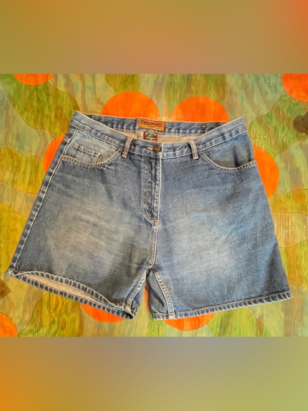 Paris Angel Jeans Denim Shorts Women Sz 16 Blue Embroidered Pockets Hiking Beach